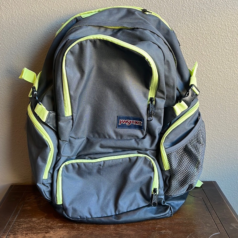 Jansport Gray & Yellow Large Backpack